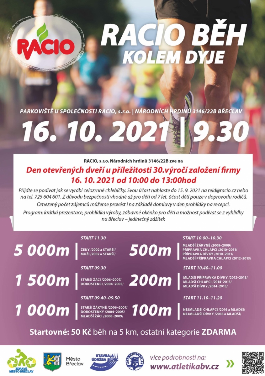 Zveme Vás a Vaše děti na Racio běh kolem Dyje. Více informací najdete na menu- mimo dráhu - Racio běh kolem Dyje