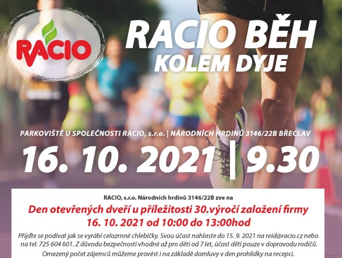 Zveme Vás a Vaše děti na Racio běh kolem Dyje. Více informací najdete na menu- mimo dráhu - Racio běh kolem Dyje