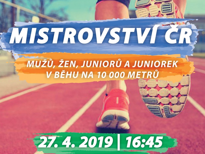 Plakát 2019 pro MČR v běhu na 10 000 m v Břeclavi.